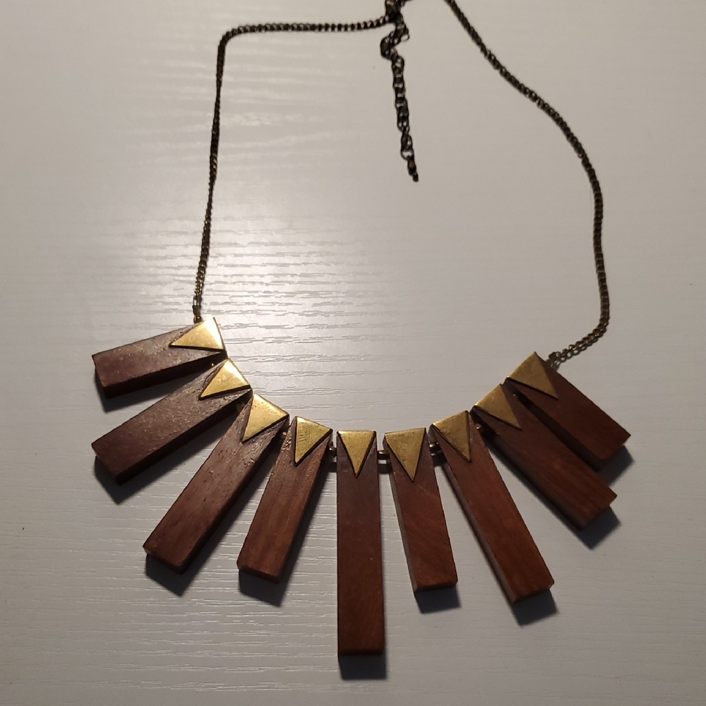 Geometric Brown and Gold Necklace